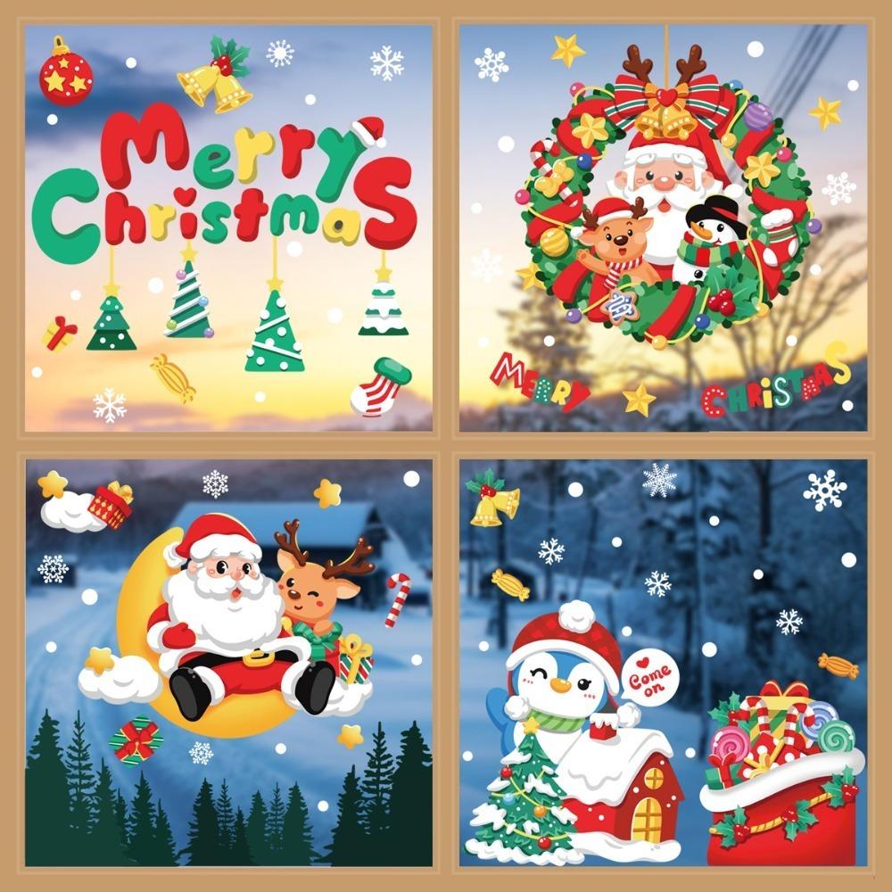 2024 Christmas Sticker New Year Art Decal Home Decor Window Stickers  Party