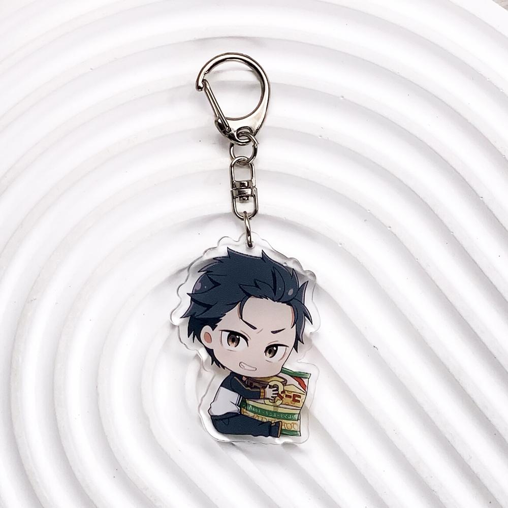 Anime Characters Re:Zero Trendy Cute Acrylic Keychain Accessories Bag Charm Creative Backpack Pendant Keyring Gifts For Friends