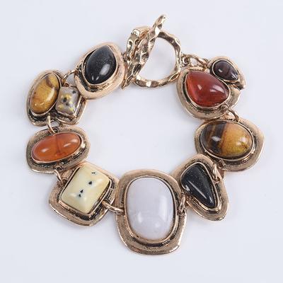 Europe And The United States Explosive Bracelet Trend Personality Geometric Metal Stone Bracelet Wholesale