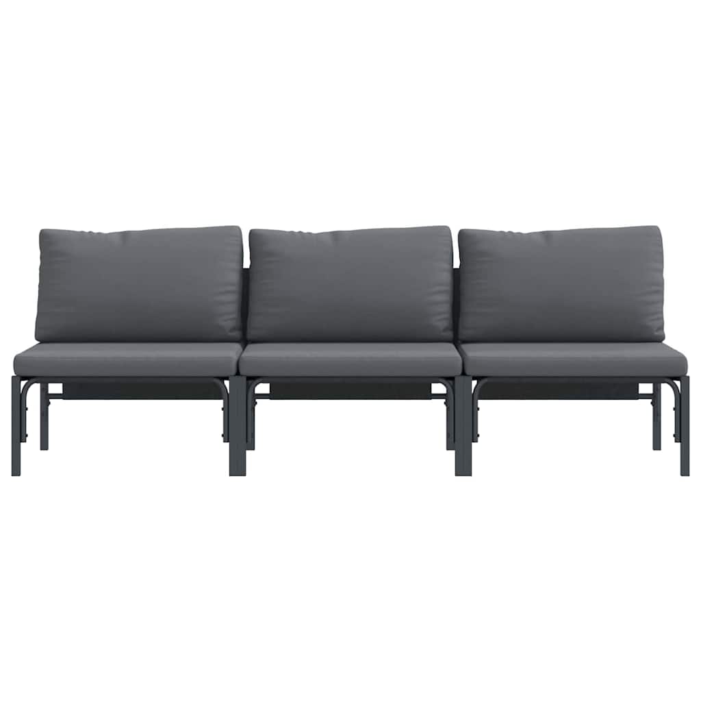 Garden Furniture Set with Cushions 3 Piece Anthracite 80 X 80 X 71 Cm Steel
