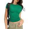 Dame Sommer Basic Slim Fit Topper Kortermet Hals Tettsittende T-skjorter