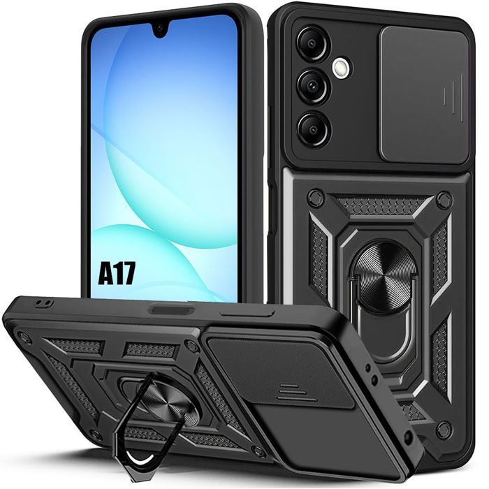 Coque de Protection - BOOLING - Samsung Galaxy A17 4G/5G - Noir - Antichoc - Avec Anneau