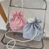 Fashion Small Fresh Shoulder Bag New Canvas Tote Bag Versatile Drawstring Strap Crossbody