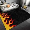Schwarzer Teppich mit rotem Flammen- und gelbem Randdesign für die Heimdekoration Geeignet für den Einsatz als Anti-Rutsch-Matte für Wohnzimmer, Schlafzimmer, Sofas