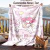 Custom Text Flannel Throw Blanket, Lightweight Cozy Bed Sofa BlanketMy Melody