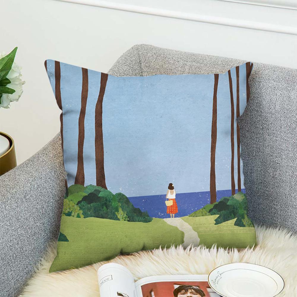 H-Henry Art Pillow Case For Car Sofa Decorative Home Double-sided Print Plush Square Throw Pillow Cushion Cover