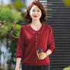 Elegant Silk-Like Long-Sleeve Tops for Middle-Aged Women