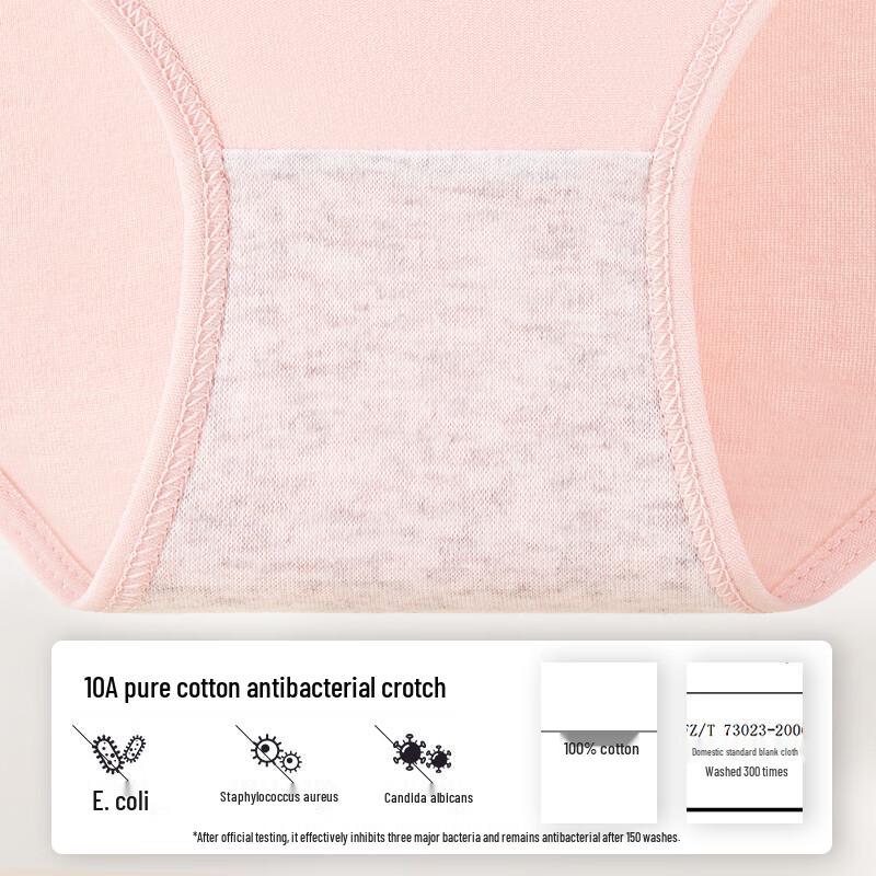 LANGSHA Women's Pure Cotton Antibacterial Mid-Waist Briefs 6-Pack