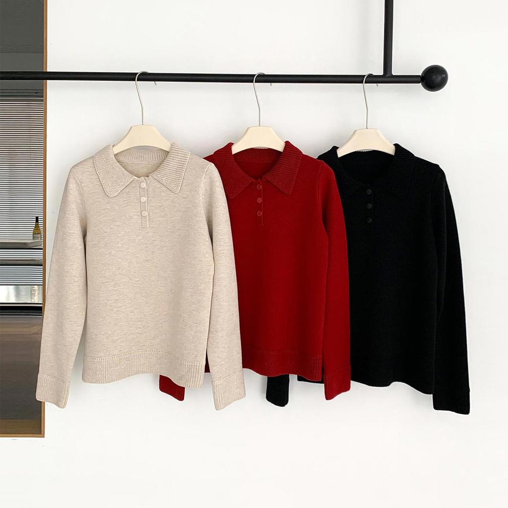 Baseukala Essential Snap Collar Knitwear (3Colors)