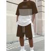 Letter Printed Fashionable Three Tone Men's Summer Fresh T-shirt and Shorts Set
