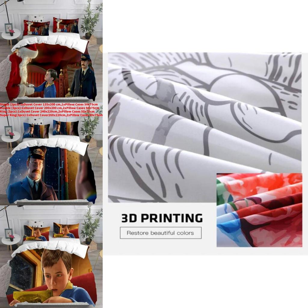 The Polar Express Print Pattern Bedding Set For Modern Bedroom Decor