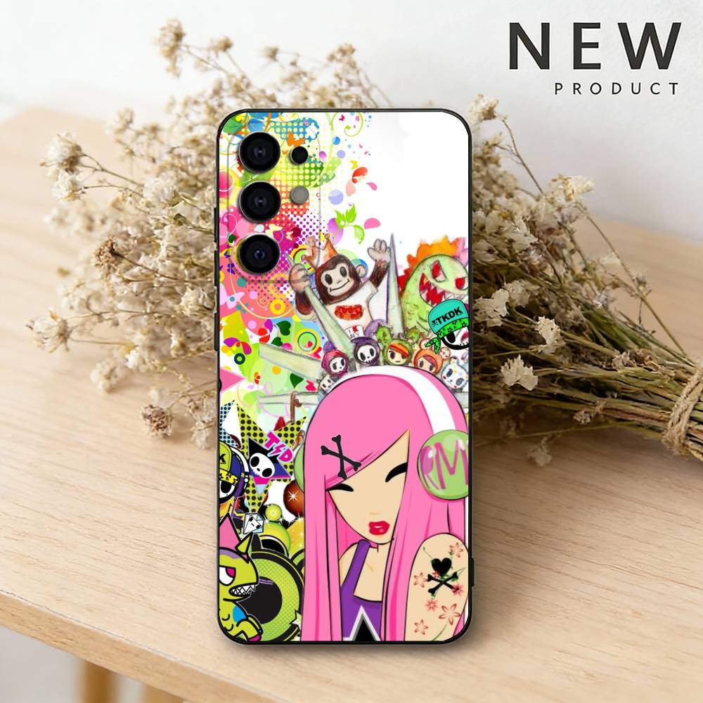 

Sweet E-Edgy Vibe T-Tokidoki Art Phone Case For Samsung S26,25,24,23,22,21,20,30,Ultra,Plus,Fe,Lite Black Shell Samsung S20plus5G