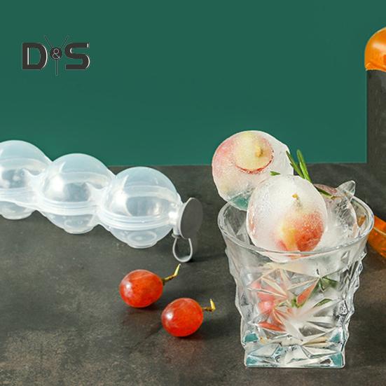 4-teiliger runder Eisball-Maker mit Abdeckung, einfach zu befüllen und freizugeben, Eisball-Formen für Cocktails, Getränke, langsam schmelzende Eiskugeln für Whisky, Wasser, Saft