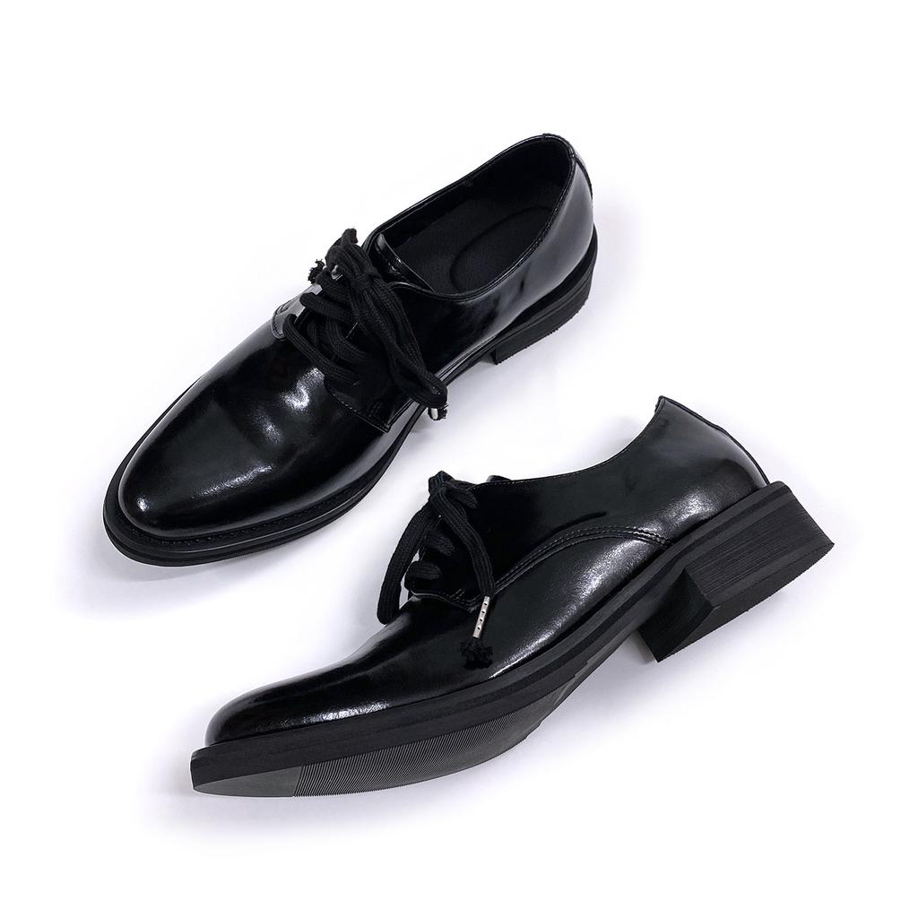 Niche Design Upturned Model Wizard Shoes Men'S Pointed Leather Shoes High Heel Thick Sole Derby Shoes Heightening Casual Leather Shoes