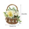 Hand Woven Wicker Basket Rattan Flower Basket for Festival Wedding Party 13x13x23cm Yellow