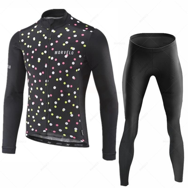 Morvelo Autumn T Men Long Sleeve Bike Clothing Uniform Maillot Ropa De Ciclismo Sports Bicycle Bib Pants 2026 Autumn Breathable Cycling Suit