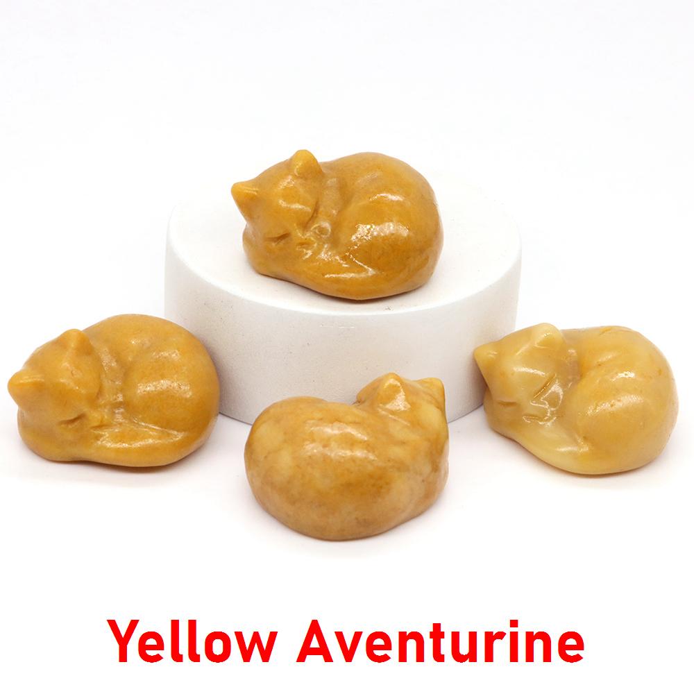 30mm Niedliche Katzenstatue Naturstein Kristall Handgeschnitzt Heilendes Tierfigur Reiki Edelstein Handwerk Heimdekoration Feiertagsgeschenk