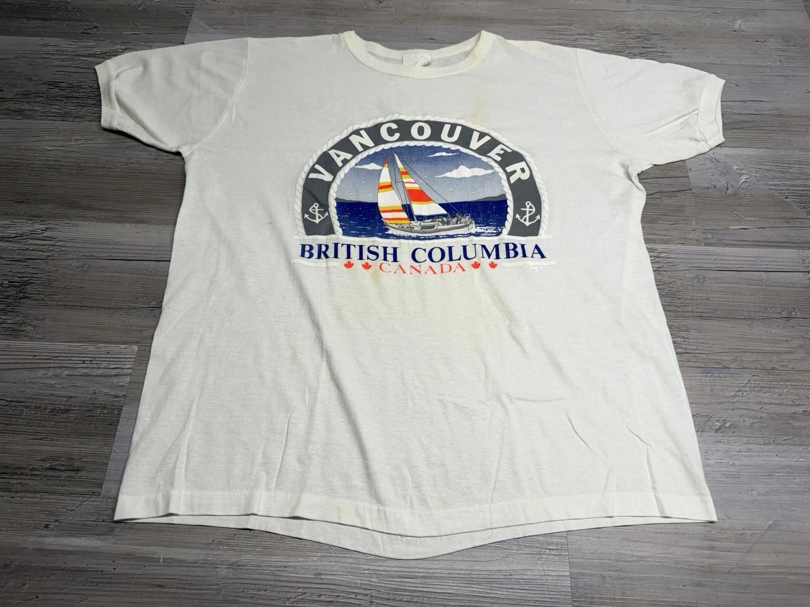 Vintage 90s Vancouver Canada British Columbia Sailing Nautical Single Stitch XL 2XL