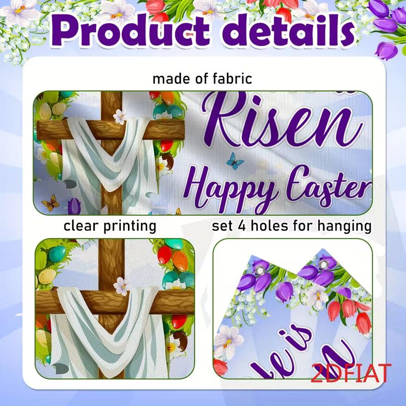 2D Happy Easter Cross Backdrop, 2D Floral and Dove Decor