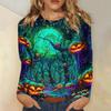 Moda Donna Casual Halloween Stampato Girocollo Manica Lunga Pullover Top