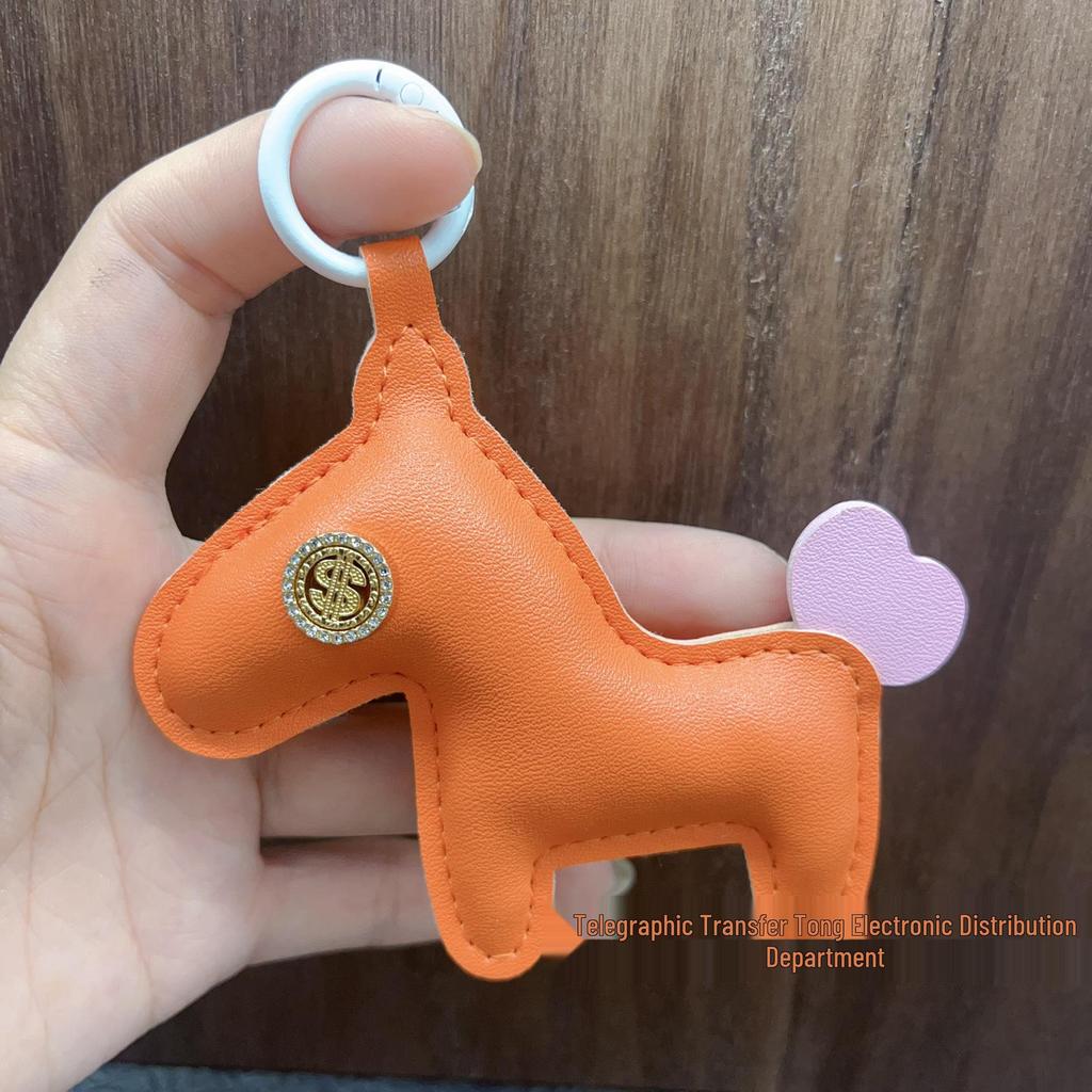 Trendy Brand Year of the Horse Genuine Leather Keychain Pendant - High-End Little Horse Charm for Bags & Clothing Accessories
