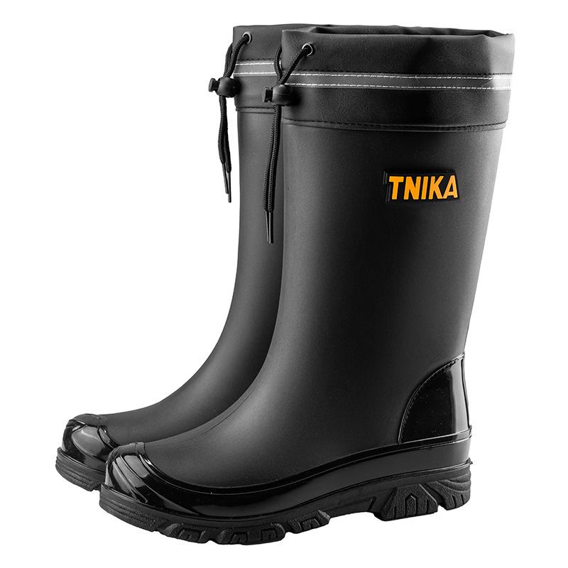 Fashion men's rain shoes rainy night anti-beam of light mouth integrated bundle mouth waterproof shoes non-slip men's rain boots fishing rubber shoes