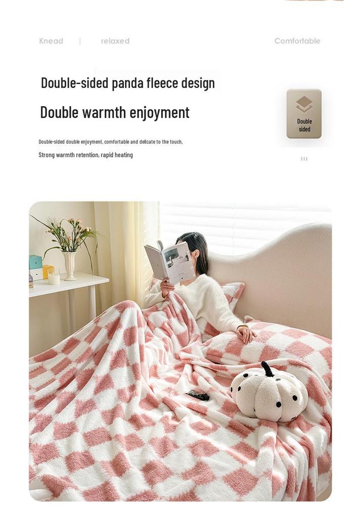 Cross-border Flannel Plaid Milk Velvet Summer Air Conditioning Blanket