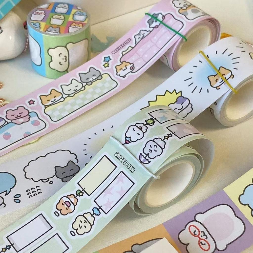 4PC Mix Korean Cute Animal Sticker Roll Girl Heart Dialog Tape Hand Ledger Diy Decoration Material Sticker Student Cute Gift