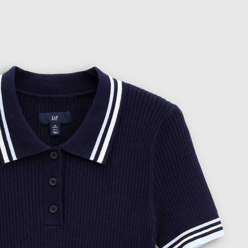 Gap Women's 766089 Colorblock Striped Polo Short Sleeve Knit Shirt