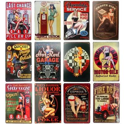 Pin Up Girl Metal Tin Signs Vintage Wall Art Painting Bar Pub Cafe Shop Home Decor Sexy Lady Poster Plate Plaque