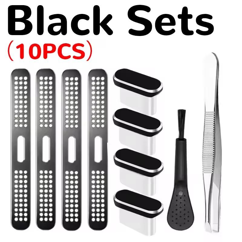 10Pcs/set Phone Speaker Charge Port Anti-dust Mesh Net with Metal Dustplugs For iPhone 17 Pro Max 17Air Phone Cleaner Tool Kit