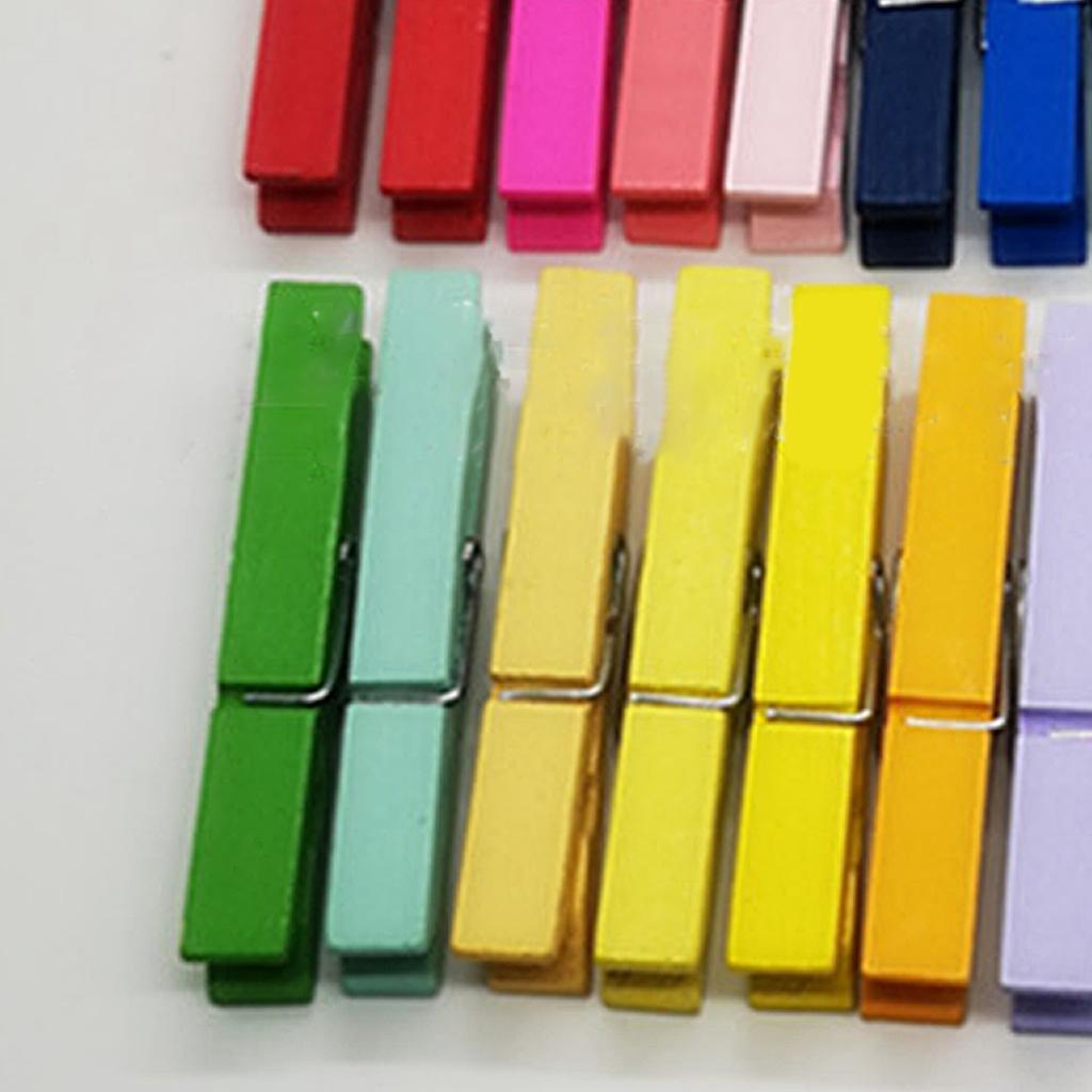 200Pcs Assorted Color Home Wooden Clip Practical Colorful Wood Photo Office Note Clamp