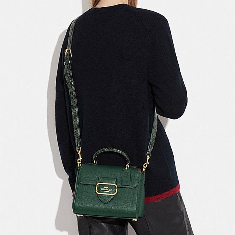 New COACH Cow Leather Shoulder Bag Crossbody Bag Handbag Small Size Women's Dark Green CE568-IMV1Y
