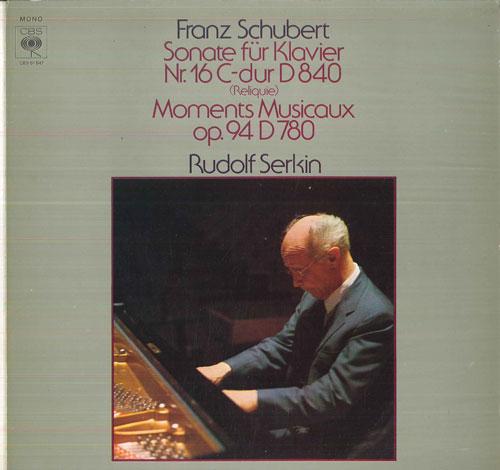 LP Record RUDOLF SERKIN - Schubert Sonate Fur Klavier Nr16 C- CBS61847 CBS 1978 Germany Classical Used