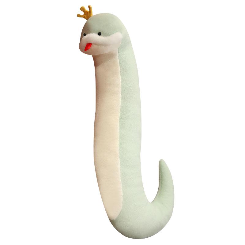 S-Shaped Green and White Snake Plush Pillow - Leg-Clamping Side Sleeper and Backrest Pillow