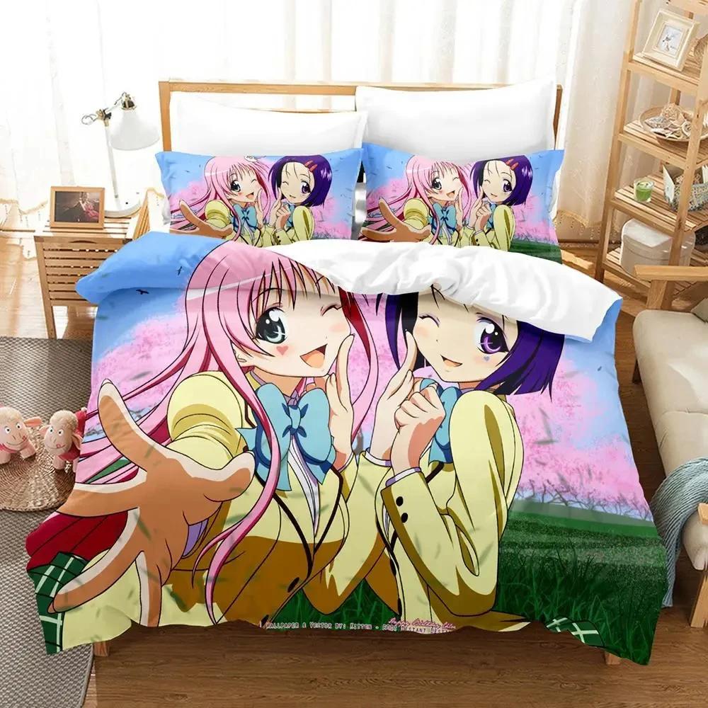 Anime Adult Boys Bedspread Single Double Queen King Size To Love Ru Duvet Cover Bed Set Quilt Cover Pillowcase