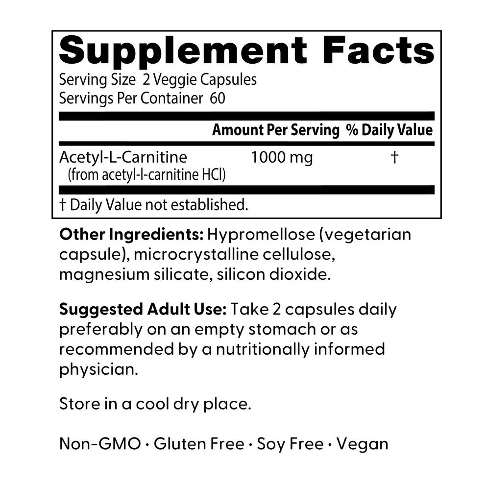 Doctor's Best Acetyl-L-Carnitine 500mg Veggie Caps