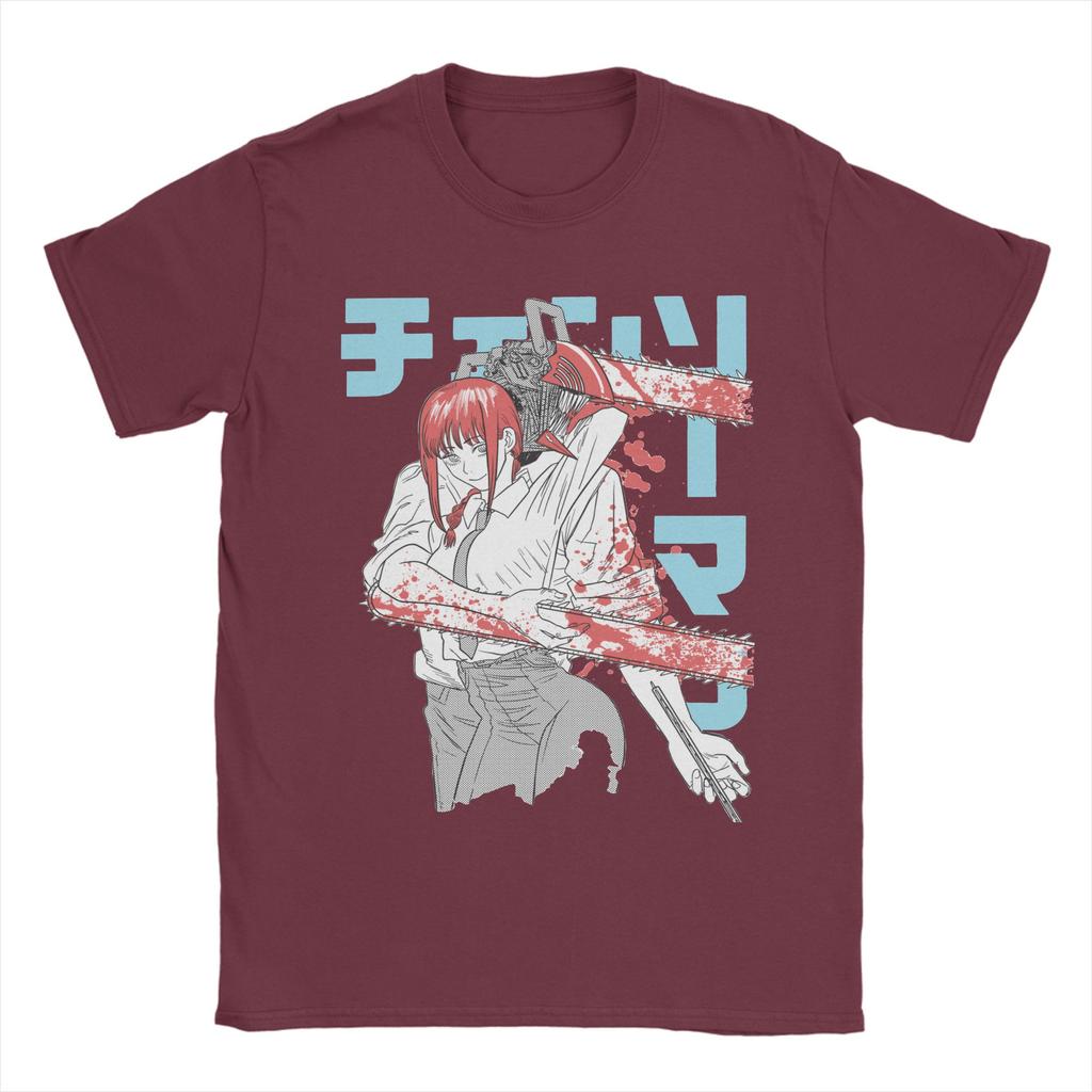 Chainsaw Man Denji Makima T-Shirts for Men Anime Amazing Cotton Tees Crew Neck Short Sleeve T Shirt Summer Clothes