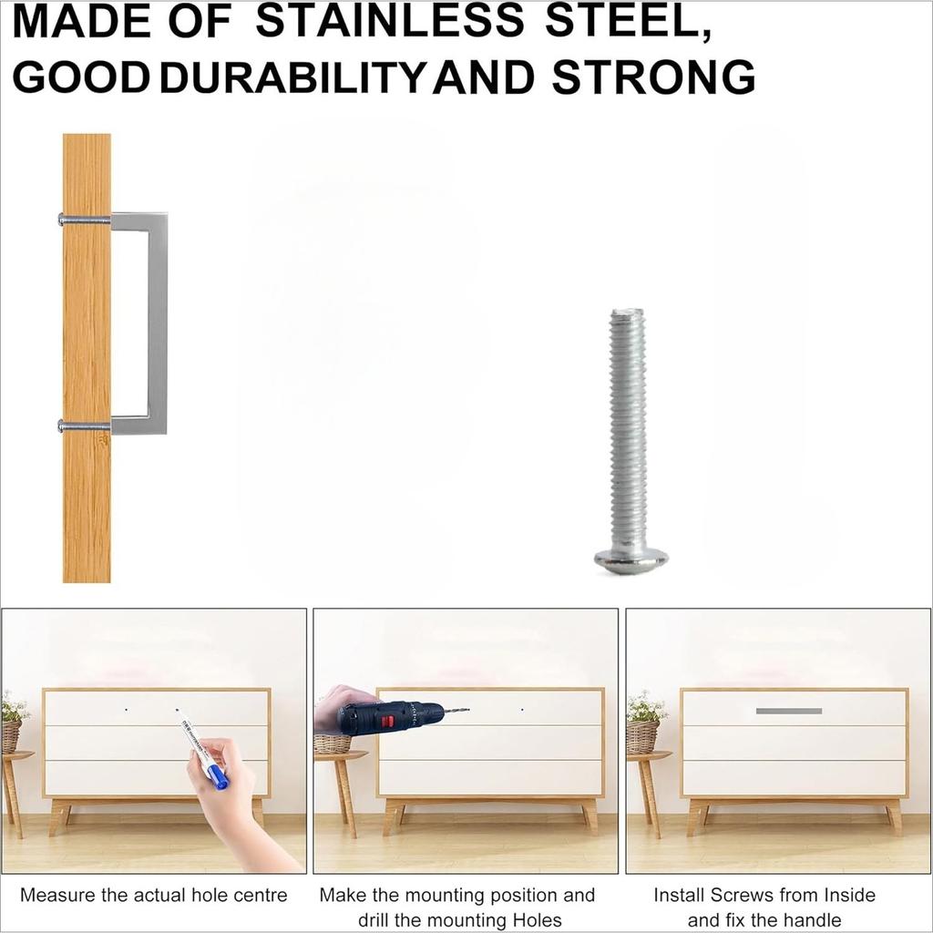 2 pcs Brushed Nickel Cabinet Pulls Stainless Steel Drawer Handles for Kitchen Cupboard  Silver