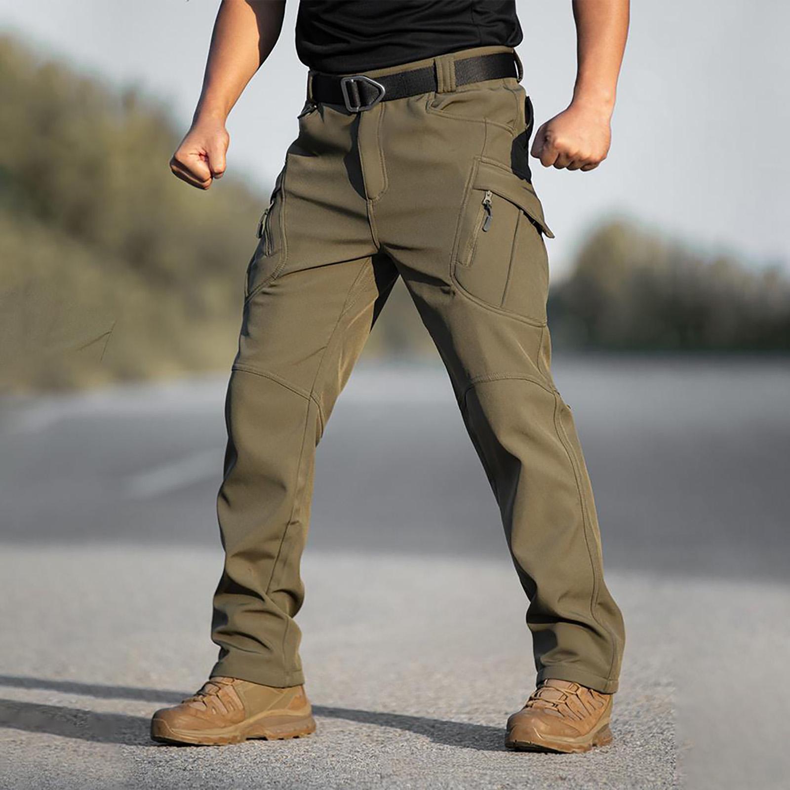 Men s Cargo Pants | Ripstop, Multi-Pocket, Water-Resistant & Fleece-Lined Ideal For Hiking, Camping, Fishing & Construction Work L армия зеленый