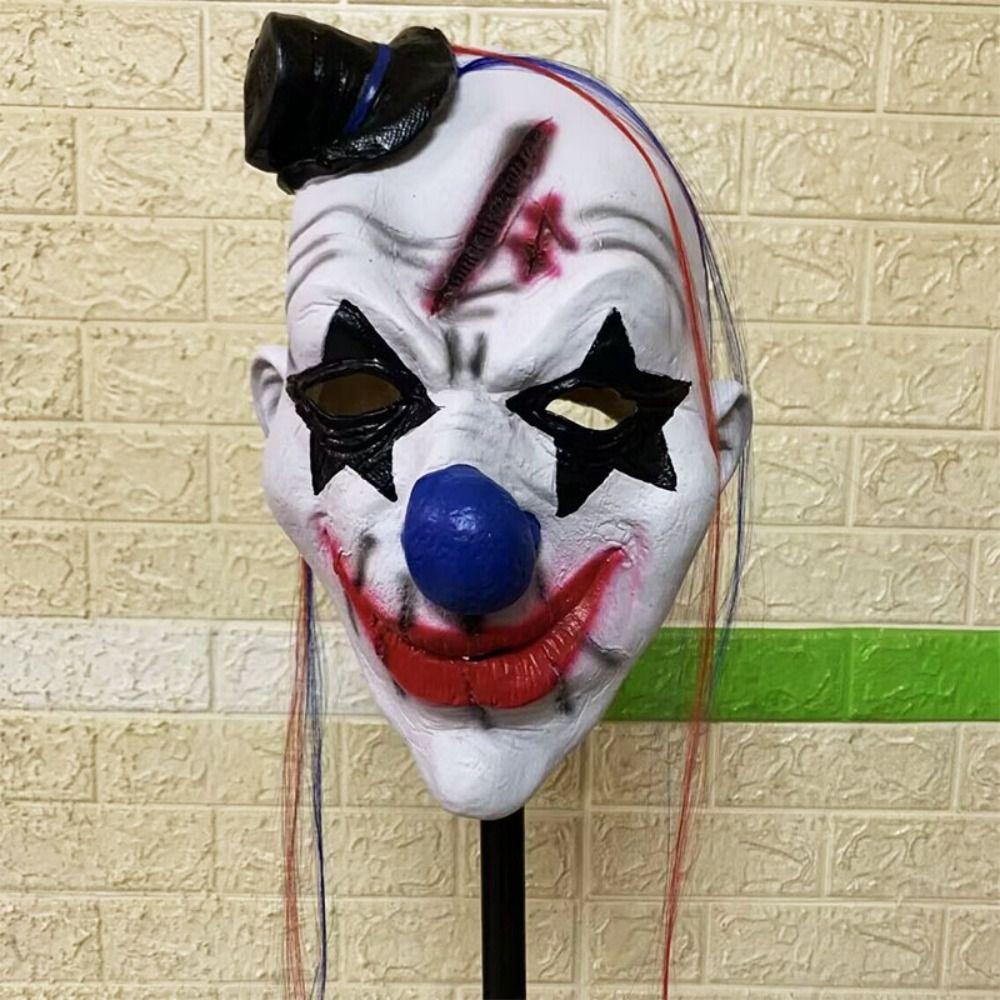 Dress Up Halloween Full Face Mask Halloween Joker Mask Halloween Clown Facemask  Party Stage Prop