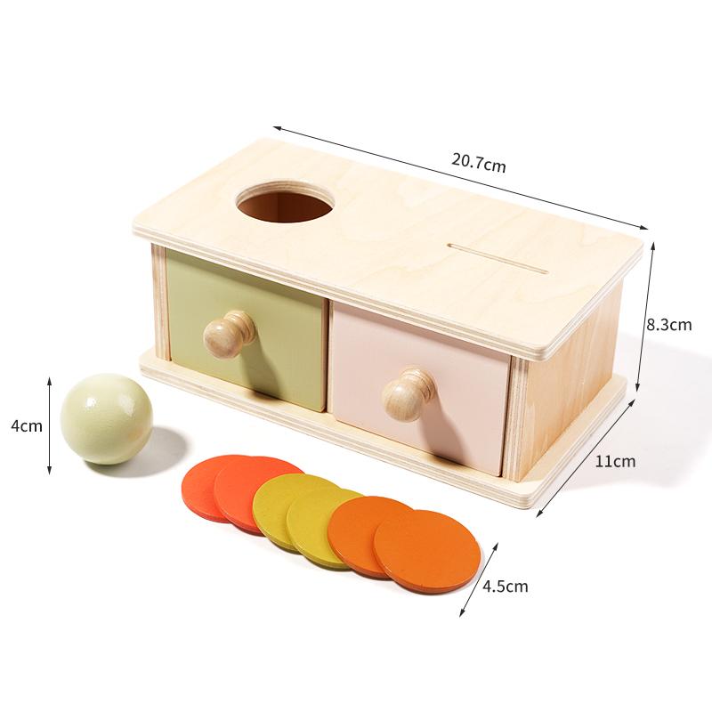 New Montessori Macarone Color Spinning Drum Match Coin Box Permanent Box Round Rectangular Box Kids Sensory Toys for Baby Gifts