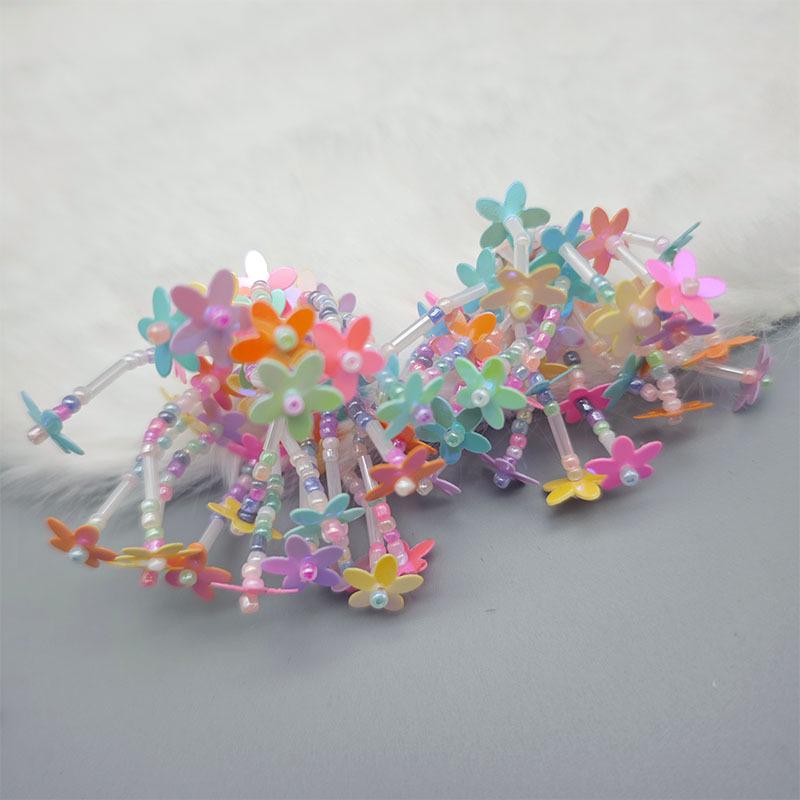 Fashionable Sequin Flower Tassel Earrings for Women - Versatile, Sweet, Girly, with Colored Beads for a High-End Feel
