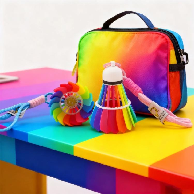 Printed Badminton Keychain Polylactic Acid Ornament Colorful Portable Decoration for Daily Use by Sports Admirers