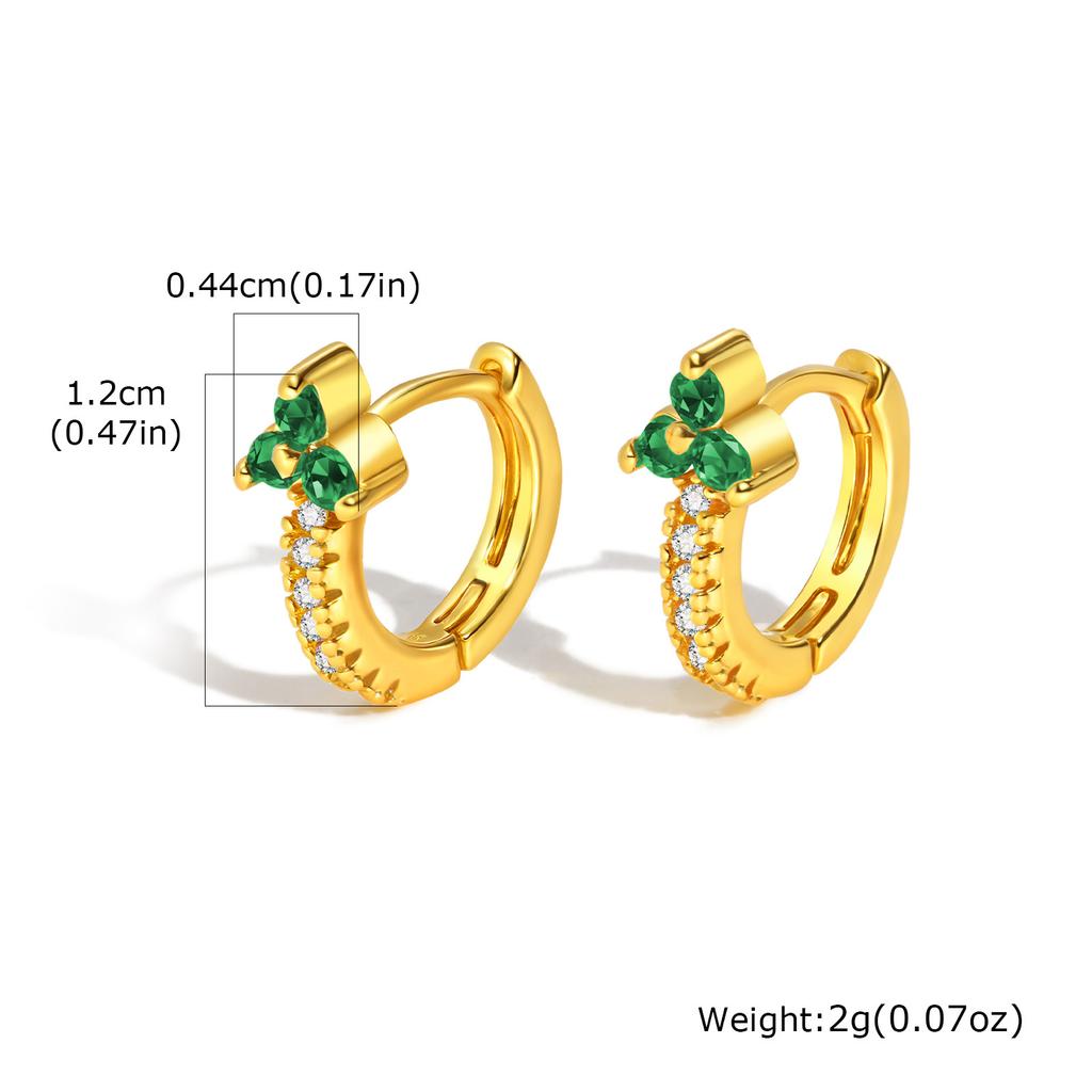 Xiaomi Vnox Luxury Colored Zircon Earrings For Women,Gold Plated Crystal Three Leaf Flower Hoop Earrings,Fashion Piercing Jewelry Gifts