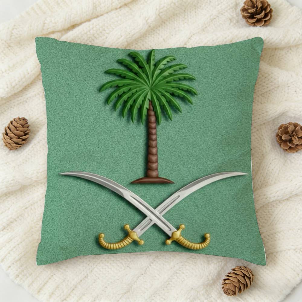 KKingdom Of Saudi Arabia Flag Doublesided Printed Square Decorative Cushion Cover for Sofa Living Room Home Decor