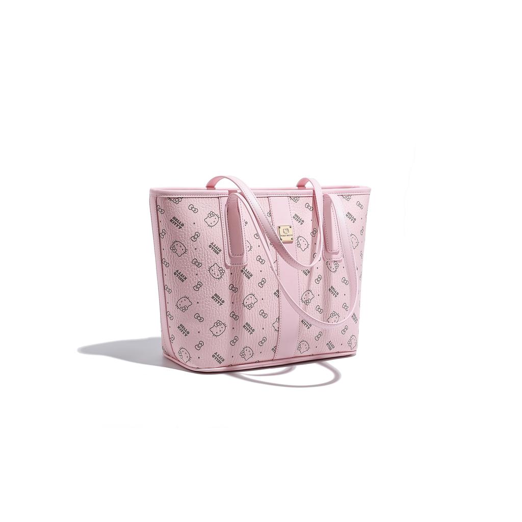 Nová PU taška Sanrio Hello Kitty, nákupní taška, taška přes rameno, běžná dámská, růžová/barva mléčného čaje/hnědá SHHF41495-1