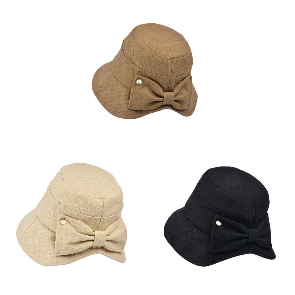 Fashion Ladies Bowknot Fisherman Hat With Breathable Polyester For Spring And Autumn