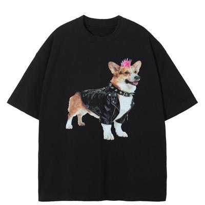 Streetwear Funny Dog Graphic T-Shirt Cotton Tshirt Unisex Tops Tees Short Sleeves T Shirt