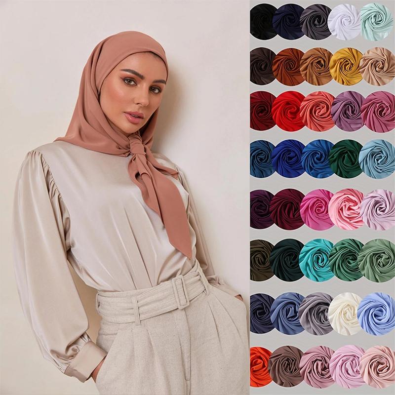 Muslim Chiffon Hijab Scarf for Women Big Solid Color Head Wrap for Women Hijabs Scarves Ladies Muslim Veil Jersey Hijabs Turban